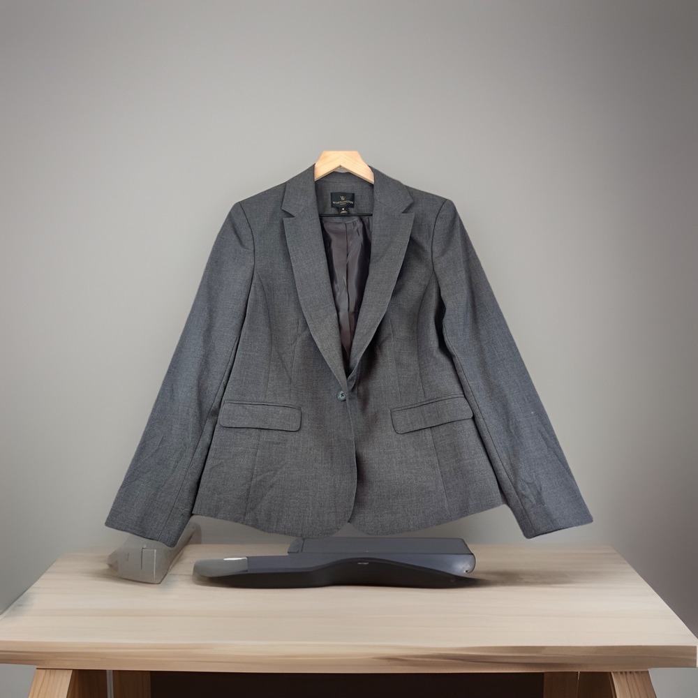 Worthington Womens Gray Blazer Jacket Size‎ 12 Single Button Lined Career Work